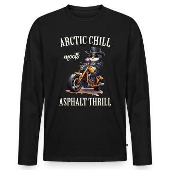 Motorrad, Bike, Biker - Männer Premium Bio Langarmshirt - Schwarz - Vorne - Nico (187cm)