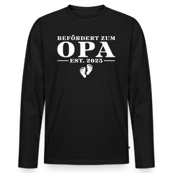Werdender Großvater 2025 Babyparty Opa - Männer Premium Bio Langarmshirt - Schwarz - Vorne - Nico (187cm)