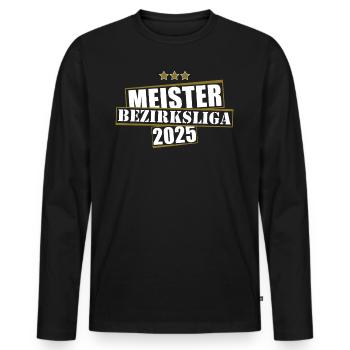 Meister Bezirksliga 2025 Aufstiegstrikot - Männer Premium Bio Langarmshirt - Schwarz - Vorne - Nico (187cm)