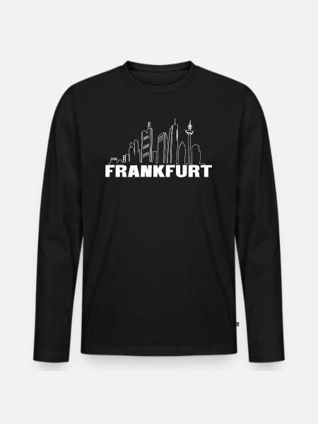 Skyline Frankfurt - Männer Premium Bio Langarmshirt - Schwarz