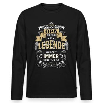 Grandpa Legend Beautiful Gift Idea - Men's Premium Organic Long Sleeve Shirt - black - Front - Nico (187cm)