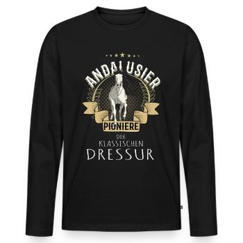 Andalous pionniers du dressage classique - T-shirt manches longues Premium bio Homme - noir - Devant - Nico (187cm)