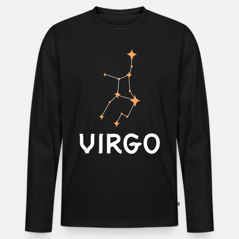 Sternzeichen Jungfrau - Männer Premium Bio Langarmshirt - Schwarz
