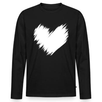 White heart blurry gift idea - Men's Premium Organic Long Sleeve Shirt - black - Front - Nico (187cm)