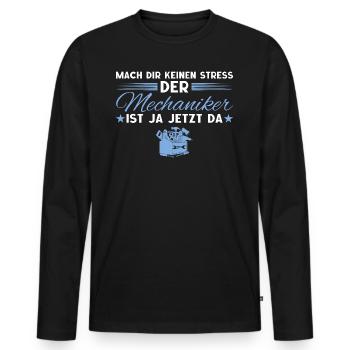 Kfz Mechatroniker ist jetzt da - Männer Premium Bio Langarmshirt - Schwarz - Vorne - Nico (187cm)