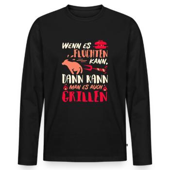 Wenn es flüchten kann, kann man es auch GRILLEN - Männer Premium Bio Langarmshirt - Schwarz - Vorne - Nico (187cm)