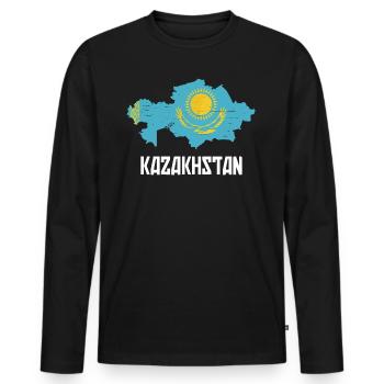 Kazakhstan Graphique - T-shirt manches longues Premium bio Homme - noir - Devant - Nico (187cm)