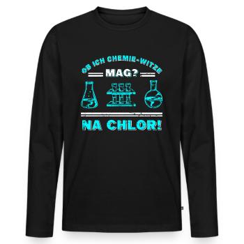 Do I like chemistry jokes? Na Chlorine - Men's Premium Organic Long Sleeve Shirt - black - Front - Nico (187cm)