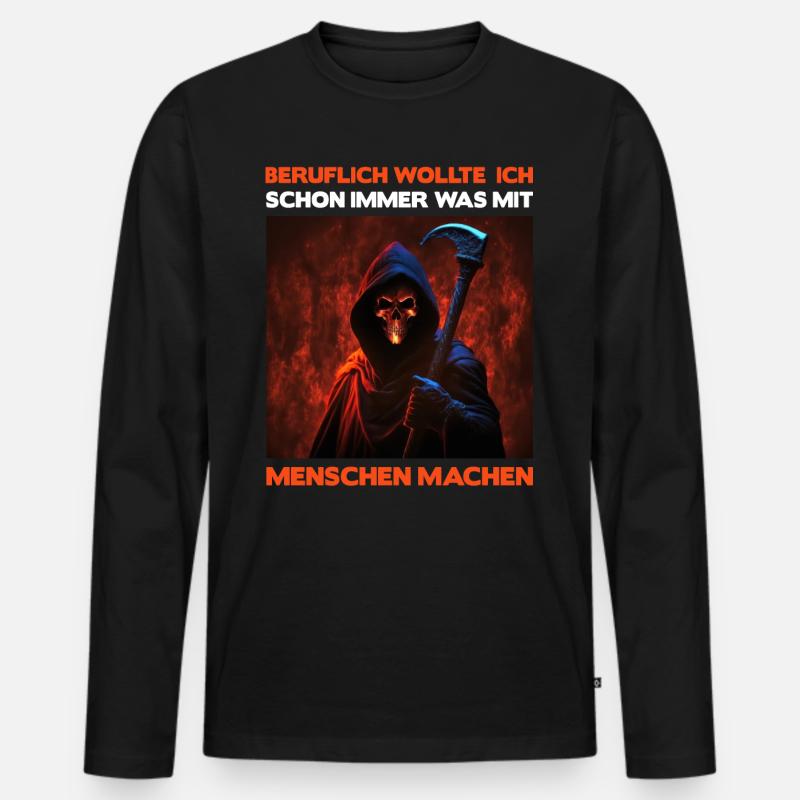 Beruflich Wollte Ich Schon Immer Was Mit Menschen - Männer Premium Bio Langarmshirt - Schwarz