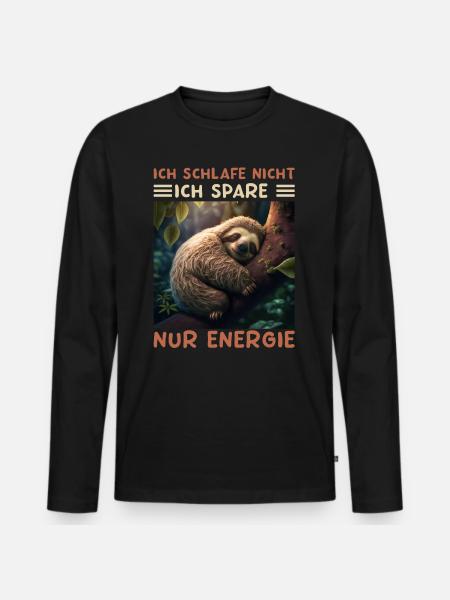 Ich Schlafe Nicht Ich Spare Energie - Männer Premium Bio Langarmshirt - Schwarz