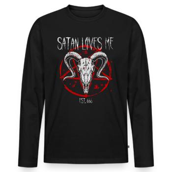 Satanist Baphomet Satanism Satan Loves Me - Men's Premium Organic Long Sleeve Shirt - black - Front - Nico (187cm)