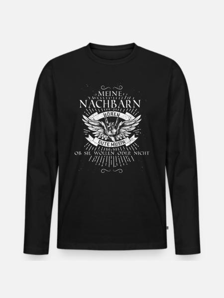 Metal Musik - Männer Premium Bio Langarmshirt - Schwarz