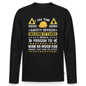 Responsable de la sécurité Agent de sécurité - T-shirt manches longues Premium bio Homme - noir - Devant - Nico (187cm)