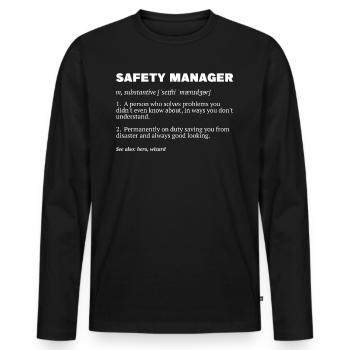 Responsable de la sécurité Agent de sécurité - T-shirt manches longues Premium bio Homme - noir - Devant - Nico (187cm)