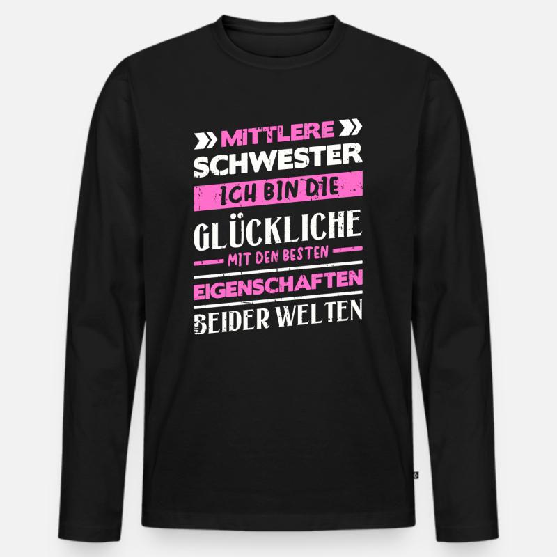 Mittelkind Sandwichkind Mittlere Schwester - Männer Premium Bio Langarmshirt - Schwarz