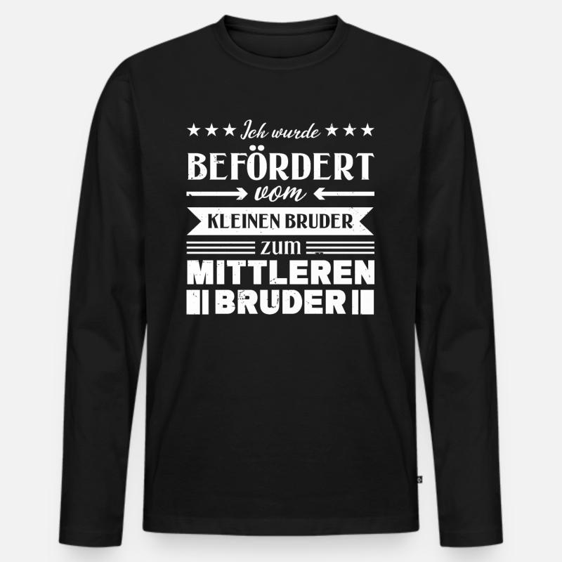 Mittelkind Sandwichkind Mittlerer Bruder - Männer Premium Bio Langarmshirt - Schwarz