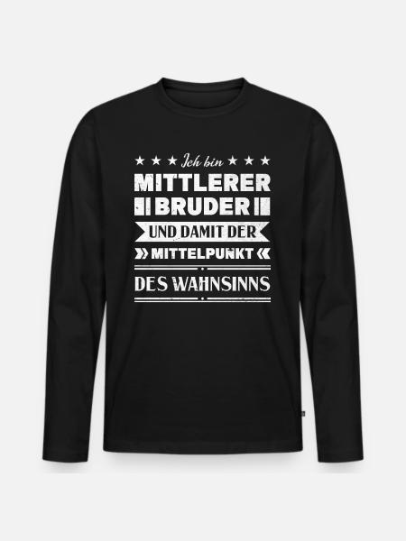 Mittelkind Sandwichkind Mittlerer Bruder - Männer Premium Bio Langarmshirt - Schwarz