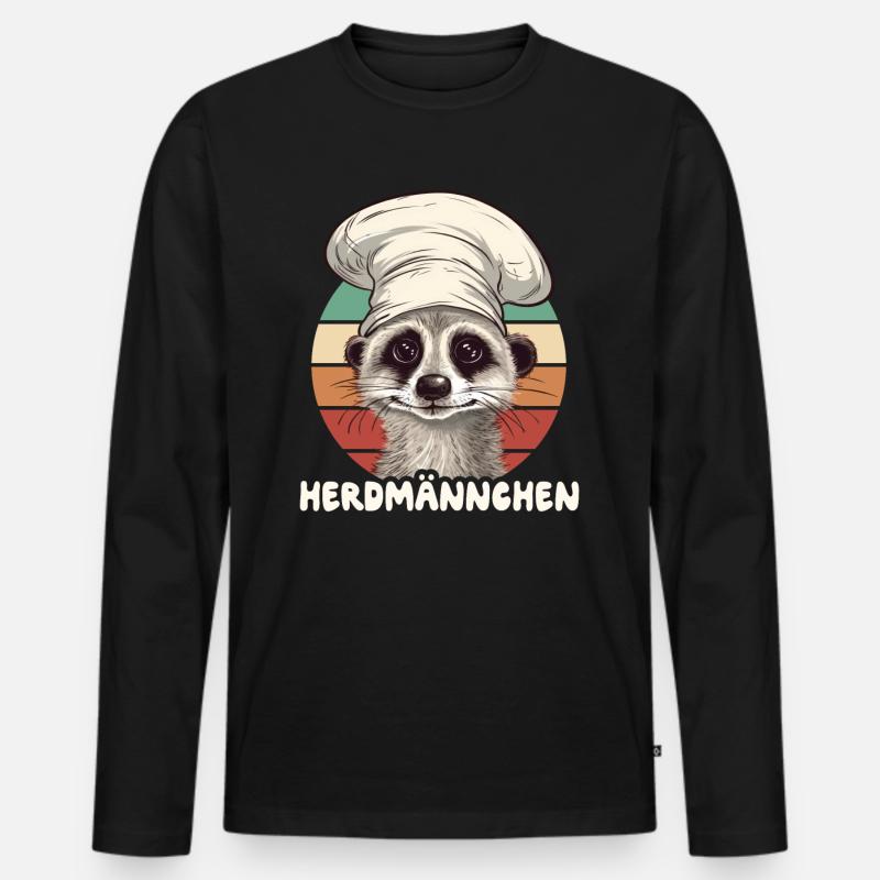 Herdmännchen Erdmännchen Koch - Männer Premium Bio Langarmshirt - Schwarz