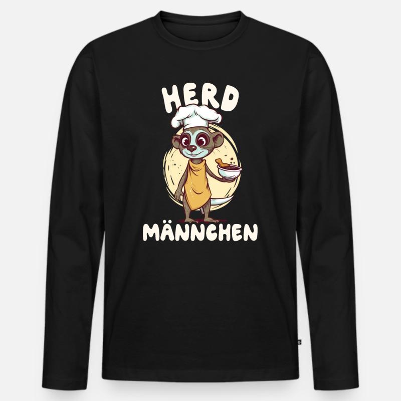 Herdmännchen Erdmännchen Koch - Männer Premium Bio Langarmshirt - Schwarz