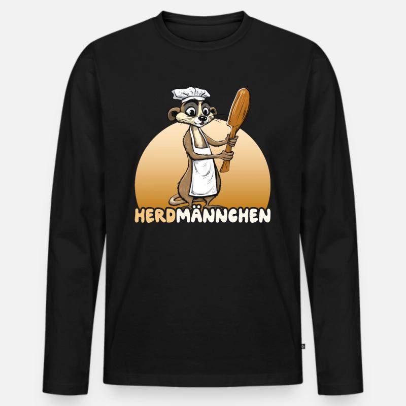 Herdmännchen Erdmännchen Koch - Männer Premium Bio Langarmshirt - Schwarz