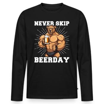 Booze Bodybuilding Gym Ne sautez jamais Beerday - T-shirt manches longues Premium bio Homme - noir - Devant - Nico (187cm)