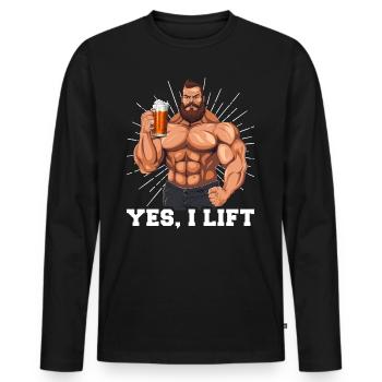 Bodybuilder Gym Beer | Yes I Lift - Men's Premium Organic Long Sleeve Shirt - black - Front - Nico (187cm)