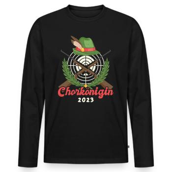 Chorkönigin 2023 - Männer Premium Bio Langarmshirt - Schwarz - Vorne - Nico (187cm)