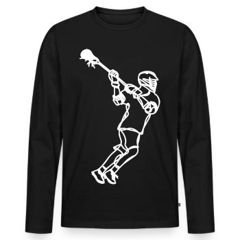 Lacrosse Professional Drawing - Men's Premium Organic Long Sleeve Shirt - black - Front - Nico (187cm)