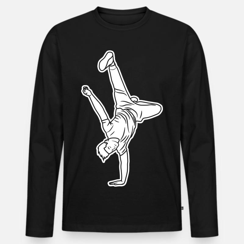B Boy Skizze - Männer Premium Bio Langarmshirt - Schwarz