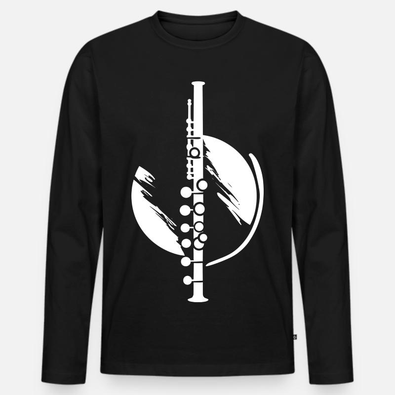 Flöte - Männer Premium Bio Langarmshirt - Schwarz