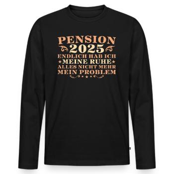 Pension 2025 Endlich hab ich meine Ruhe - Männer Premium Bio Langarmshirt - Schwarz - Vorne - Nico (187cm)