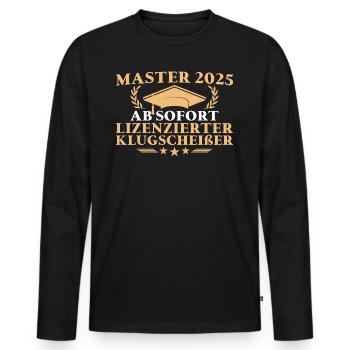 Studium bestanden Master Abschluss 2025 - Männer Premium Bio Langarmshirt - Schwarz - Vorne - Nico (187cm)