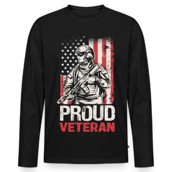 Stolzer Veteran mit US-Flagge - Männer Premium Bio Langarmshirt - Schwarz - Vorne - Nico (187cm)