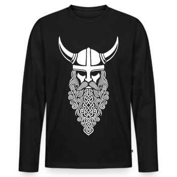 Viking Chef Barbe Tressée Mascotte Casque Nordique - T-shirt manches longues Premium bio Homme - noir - Devant - Nico (187cm)