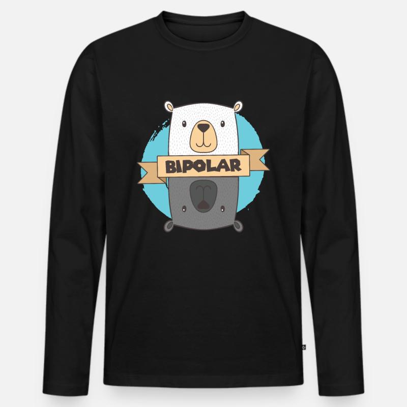 Bipolar T-Shirt - Eisbär Bipolar Geschenkidee - Männer Premium Bio Langarmshirt - Schwarz