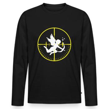 Anti Valentin T-shirt - Cadeau anti-Saint Valentin - T-shirt manches longues Premium bio Homme - noir - Devant - Nico (187cm)