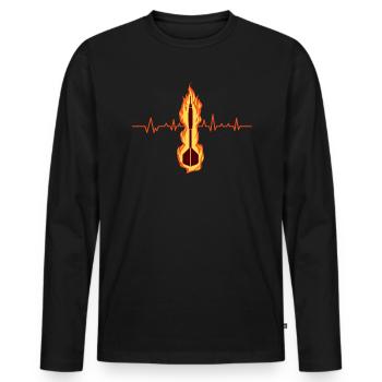 Cadeau de joueur de fléchettes de battement de coeur de feu - T-shirt manches longues Premium bio Homme - noir - Devant - Nico (187cm)