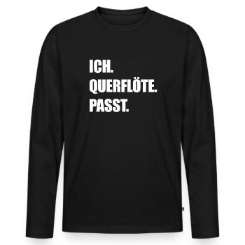 Flûte traversière - T-shirt manches longues Premium bio Homme - noir - Devant - Nico (187cm)