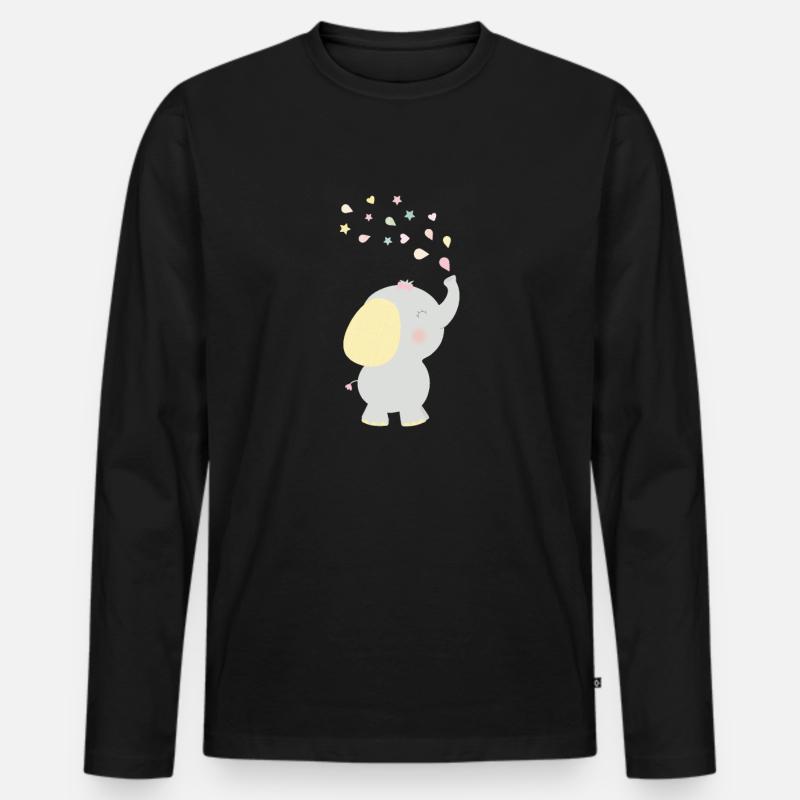 Elefant - Männer Premium Bio Langarmshirt - Schwarz