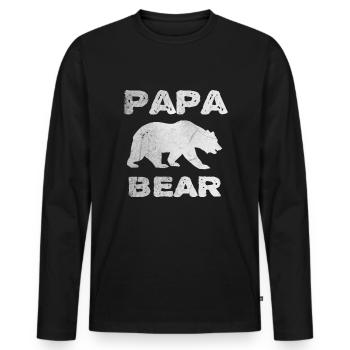 Papa Ours - Cadeau de fête des pères ou d'anniversaire - T-shirt manches longues Premium bio Homme - noir - Devant - Nico (187cm)