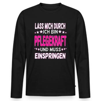 Nurse funny saying nurse geriatric care - Men's Premium Organic Long Sleeve Shirt - black - Front - Nico (187cm)