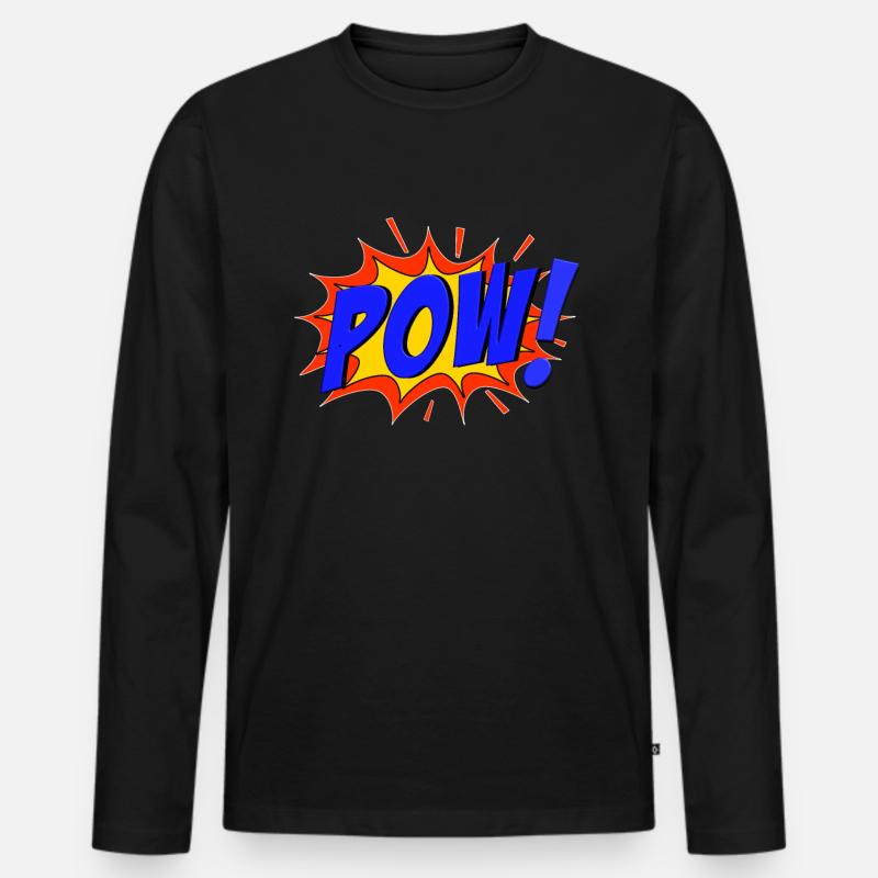 POW Comic Pow! - Männer Premium Bio Langarmshirt - Schwarz