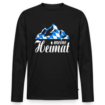 Bayern - meine Heimat Berge und Bayern Flagge - Männer Premium Bio Langarmshirt - Schwarz - Vorne - Nico (187cm)