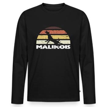 Malinois Retro Vintage Silhouette - Men's Premium Organic Long Sleeve Shirt - black - Front - Nico (187cm)