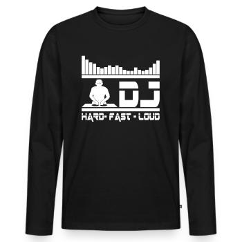 DJ EQUALIZER HARD FAST LOUD - Men's Premium Organic Long Sleeve Shirt - black - Front - Nico (187cm)