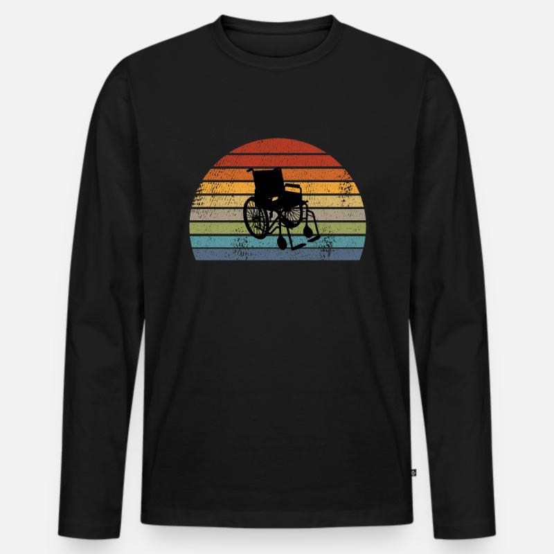 Rollstuhl - Männer Premium Bio Langarmshirt - Schwarz