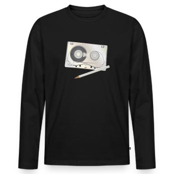 Kasette mit Bleistift Tape Mixtape - Männer Premium Bio Langarmshirt - Schwarz - Vorne - Nico (187cm)