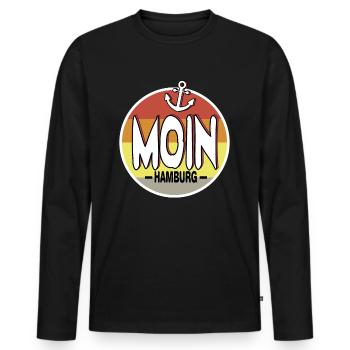 Moin Hamburg - Männer Premium Bio Langarmshirt - Schwarz - Vorne - Nico (187cm)