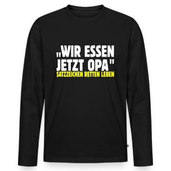 Wir essen jetzt opa - Männer Premium Bio Langarmshirt - Schwarz - Vorne - Nico (187cm)