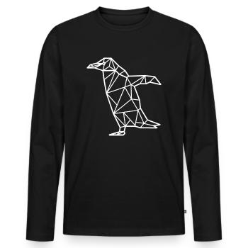 Penguin polygon - Men's Premium Organic Long Sleeve Shirt - black - Front - Nico (187cm)